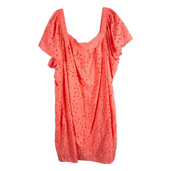 Lane Bryant Plus Size 26 28 Dress Short Sleeve Convertible Peach Eyelet 1567 - Picture 10 of 13